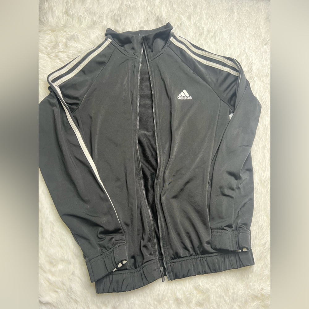 Black adidas zip up jacket M